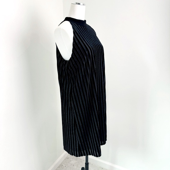 J. Jill Wearever Collection Dress Women's Large Velvet Sleeveless Striped Black - Picture 6 of 14